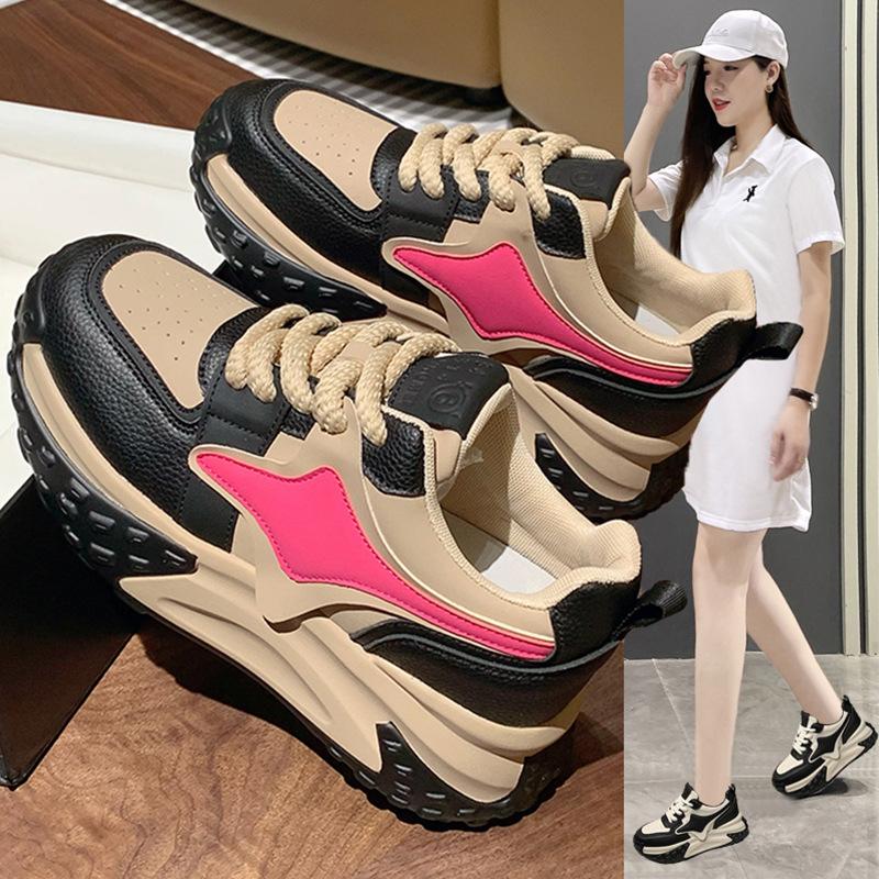 Thick-soled Dad Shoes Women's Spring and Autumn Models Breathable Thick-soled Heightening Ins Trendy Sports Shoes Versatile Casual Little White Shoes