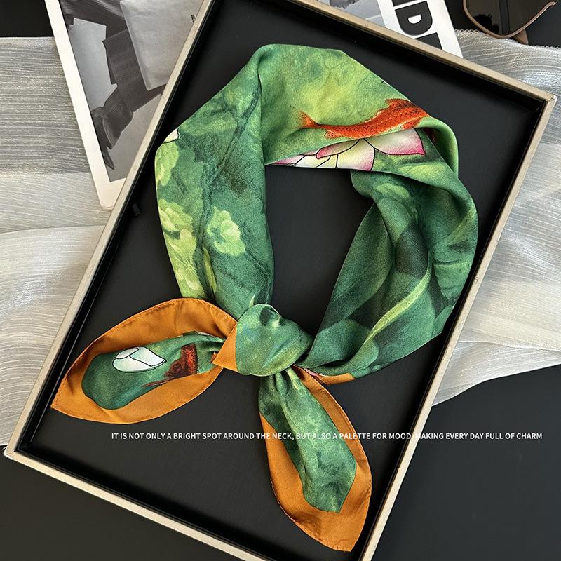 70 Square Scarf Neck Small Shawl New Fashion Silk Scarf High-end Decorative Temperament Scarf Headscarf Headband