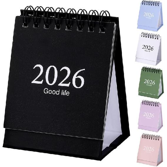 Mini Desk Calendar 2026-2027, January 2026 until July 2027, 19 Months Standing Flip Small Desktop Calendar Twin-Wire Binding with Stickers for Home