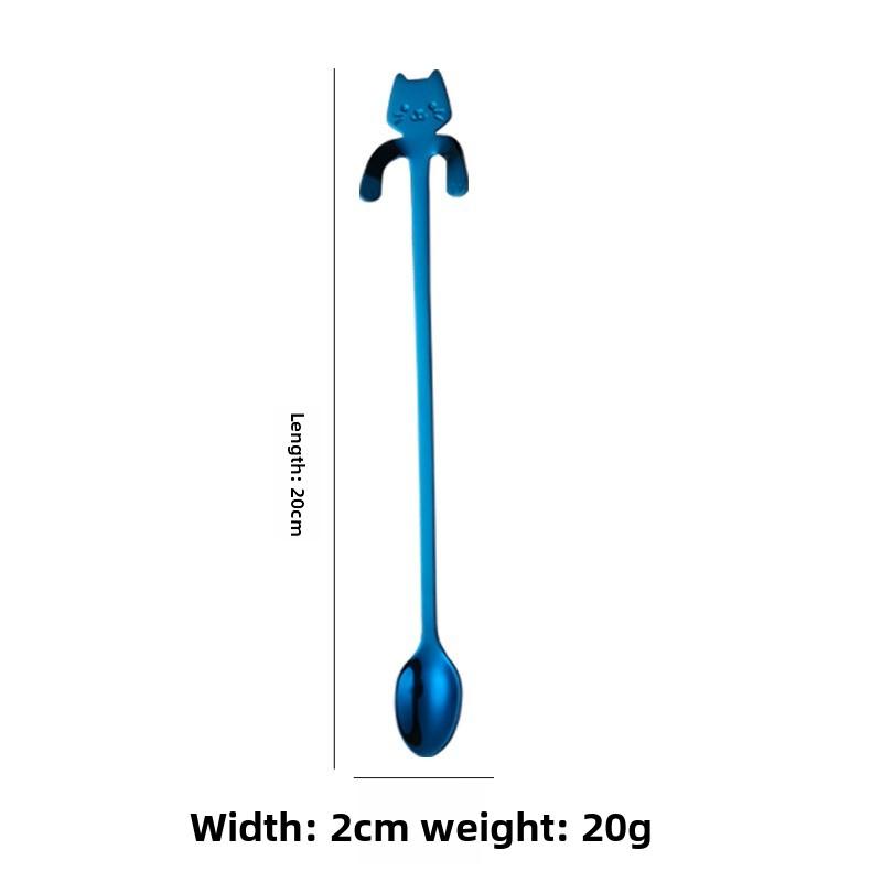 Cute Cat Shape Stainless Steel Teaspoon Set In Silver and Gold - Perfect for Coffee, Tea, and Desserts