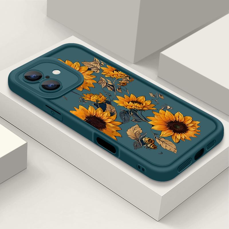 Sunflowers Pattern Case For iPhone 16 Pro Max 16e 15 14 13 12 11 XR XS 8 7 Flowers Patterned Shockproof Soft Silicone Colourful Phone Cover