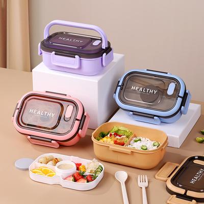 1200ML Portapranzo Portatile Cartoon con Forchetta e Cucchiaio Microonde Fresco Insalata Frutta Portapranzo Contenitori per Alimenti da Picnic
