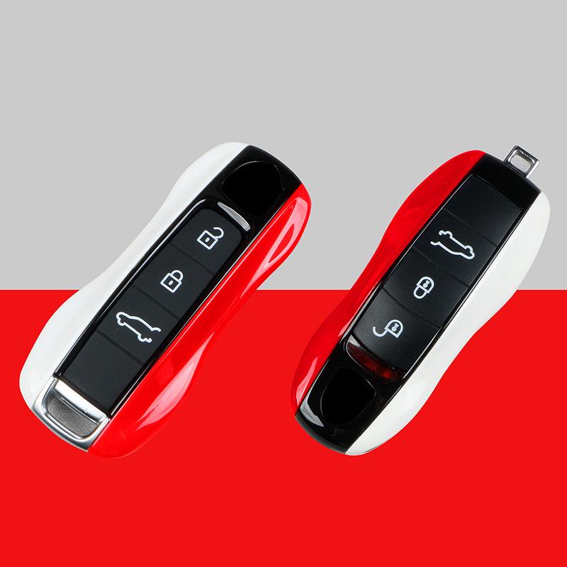 Compatible Key Shell for Porsche Cayenne, Macan, 718, Taycan, 911, Panamera - Red/White Mix