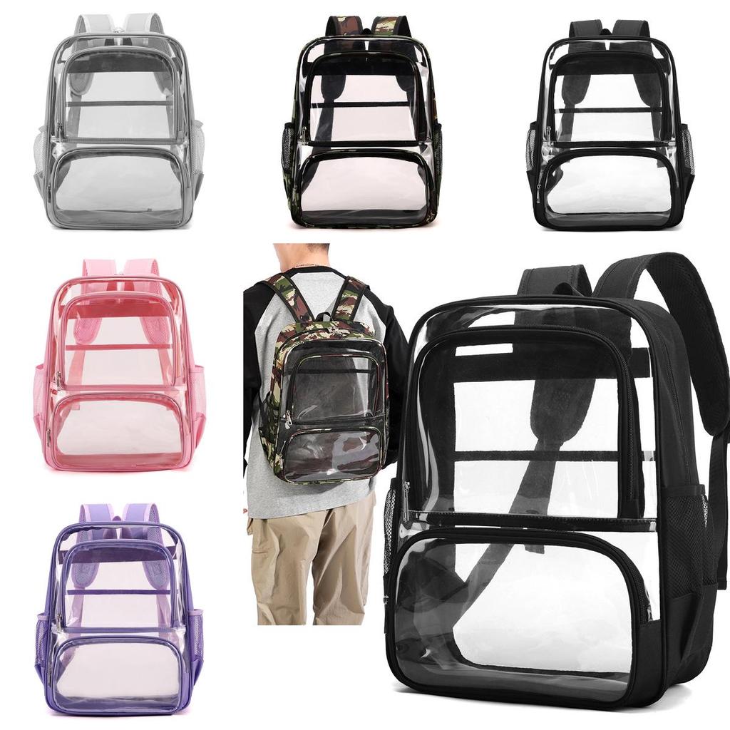 Pvc Clear School Backpack With Multiple Pockets Waterproof Design For Students