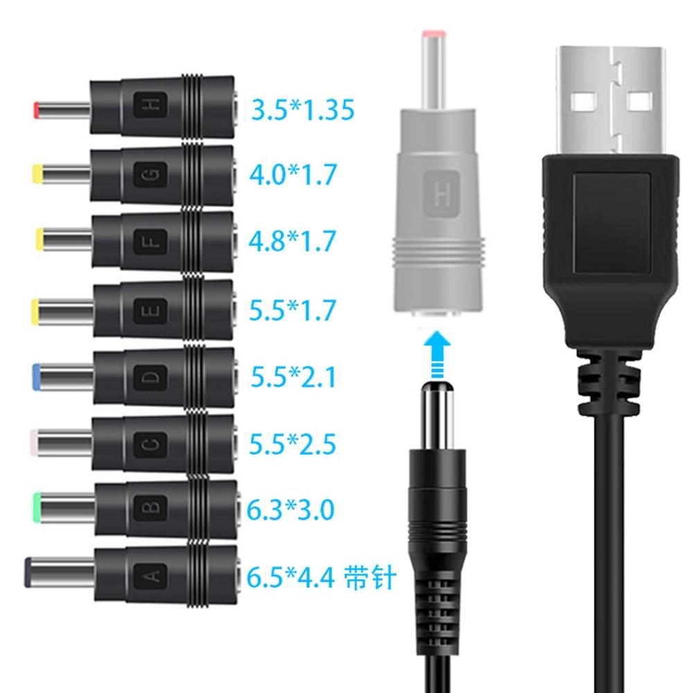 USB To DC 5V/9V/12V Step Up Converter Cable Multi-Function Voltage Conversion Cord with 8 Adapter Plugs