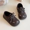 Girls' Cherry Leather Bow Princess Shoes - Comfortable, Non-slip, Embroidered Spring & Autumn Design
