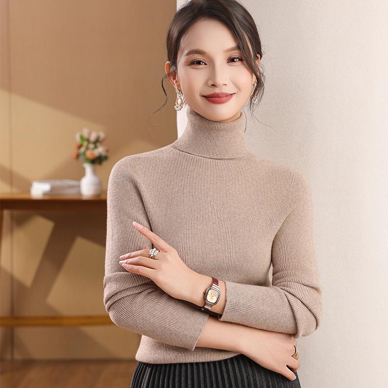 Autumn Winter High Neck Slim Fit Women's Knitwear Sweater