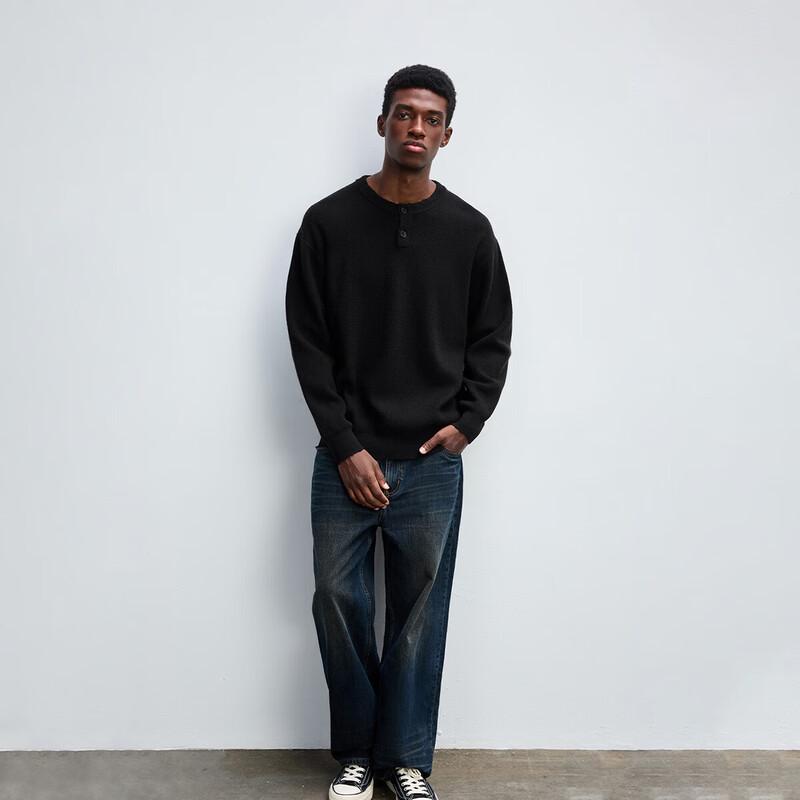 CHINISM Men s Winter Anti-Pilling Knit Henley Sweater XL