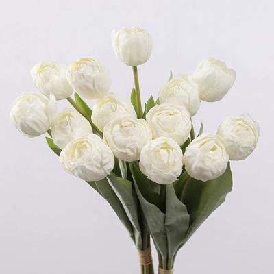 1 buquê de flores de seda tulipas flores artificiais 7 cabeças tulipas com haste toque real flores artificiais realistas buquê de casamento festa decoração para casa