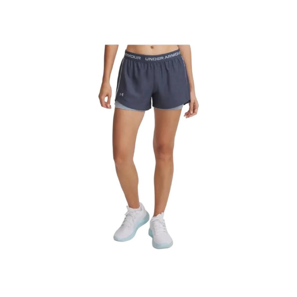 Under Armour Tech Play Up Comfortable Versatile Two-In-One Sports Shorts Women Shorts Storm-Gray 1389895-044