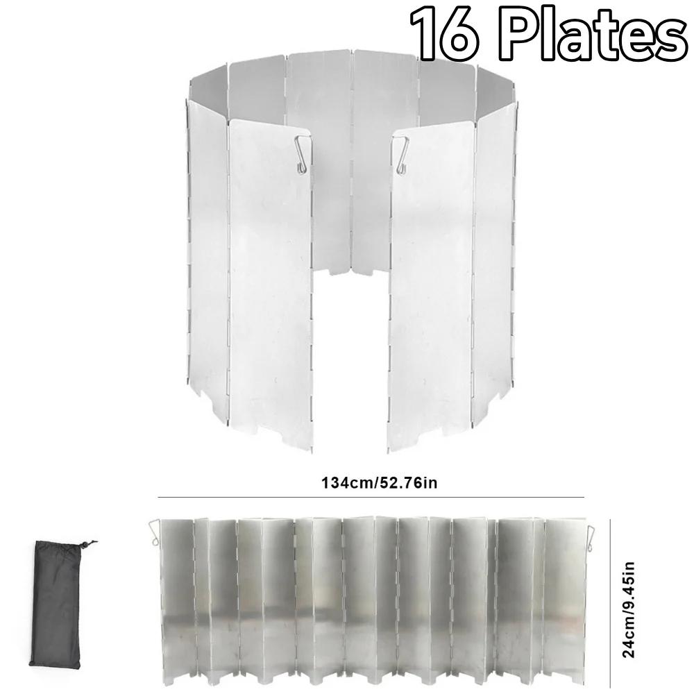8//9/10/16 Plates Camping Stove Windscreen Aluminum Alloy Folding Stove Windscreen Ultralight Windproof Screen Windshield