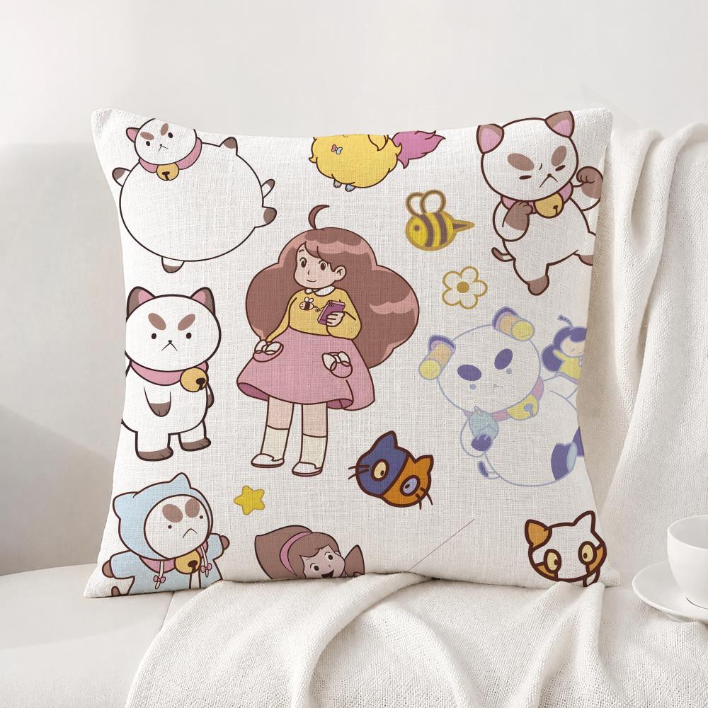 Anime Bee and PuppyCat Cushion Cover Natural Linen Pillowcase Set AllinOne Decor Cushion Cover for Sofa Bedroom Chair