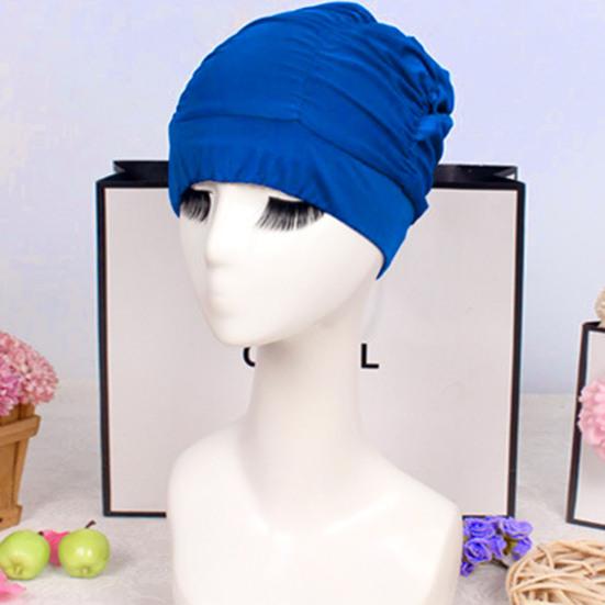 Women Cloth Swimming Cap, Breathable Ruffle Solid Color Swim Pool Cap for Adults, Short Long Thick Hair Ear Protection Bathing Hat