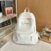 Schoolbag Solid Color Student Backpack English Cartoon Embroidery High Value School Bag Female Class Travel Commuting Versatile Backpack