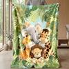 Jungle Cartoon Animals Theme blanket Lightweight Warm Flannel Blanket Decorative Throw Blanket for Home Decoration