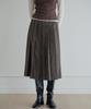 GRASPLAN Classic Check Pleated Long Skirt_Brown