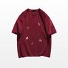 Pure cotton cartoon short-sleeved t-shirt women's new summer loose front shoulder design sense niche American half-sleeved top