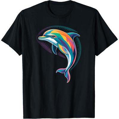 Camiseta Arte de Delfín Geométrico Espíritu Visionario Tótem del Océano