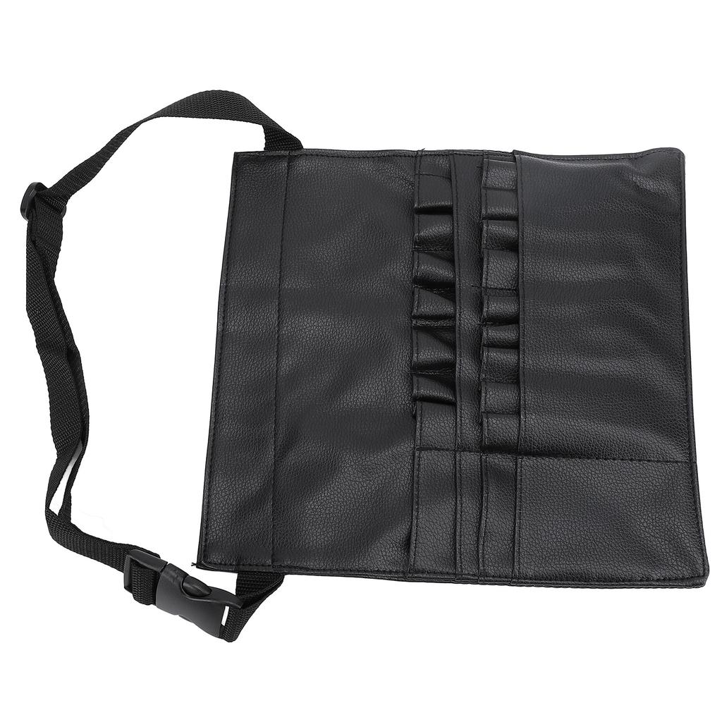 Makeup Brush Belt Professional Small Portable Foldable Cosmetic Pouch Tool Storage Bag PU Leather with Artist Strap