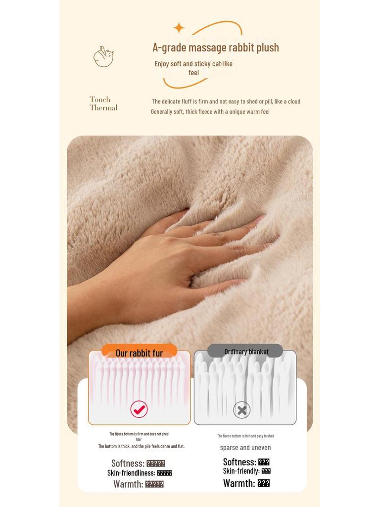 Nordisch Minimalistisch Winter-Stil Dick Plüsch Kaninchenfell Sofa Kissen & Rutschfester Bezug