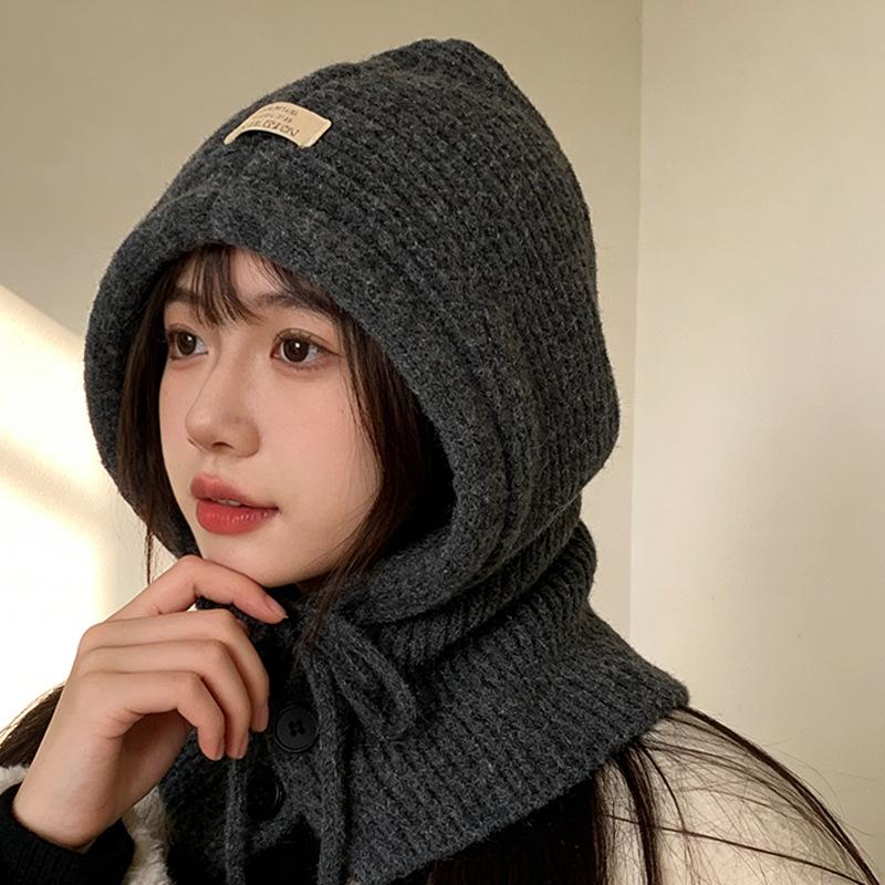 Knitted wool hat warm scarf hat integrated autumn and winter warm ear protection knitted hat