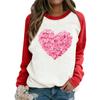 Ladies Casual Valentine's Day Print Round Neck Color Block Long Sleeve Pullover