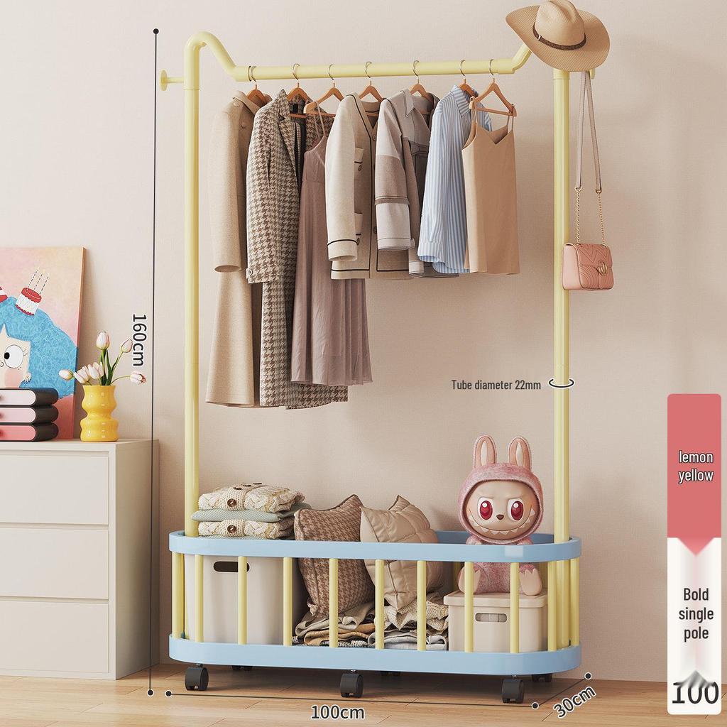 Mobile Clothes & Hat Rack, Dormitory & Bedroom Floor Stand, Small Hanging Rack with Bag Hook - 2026 New Style.