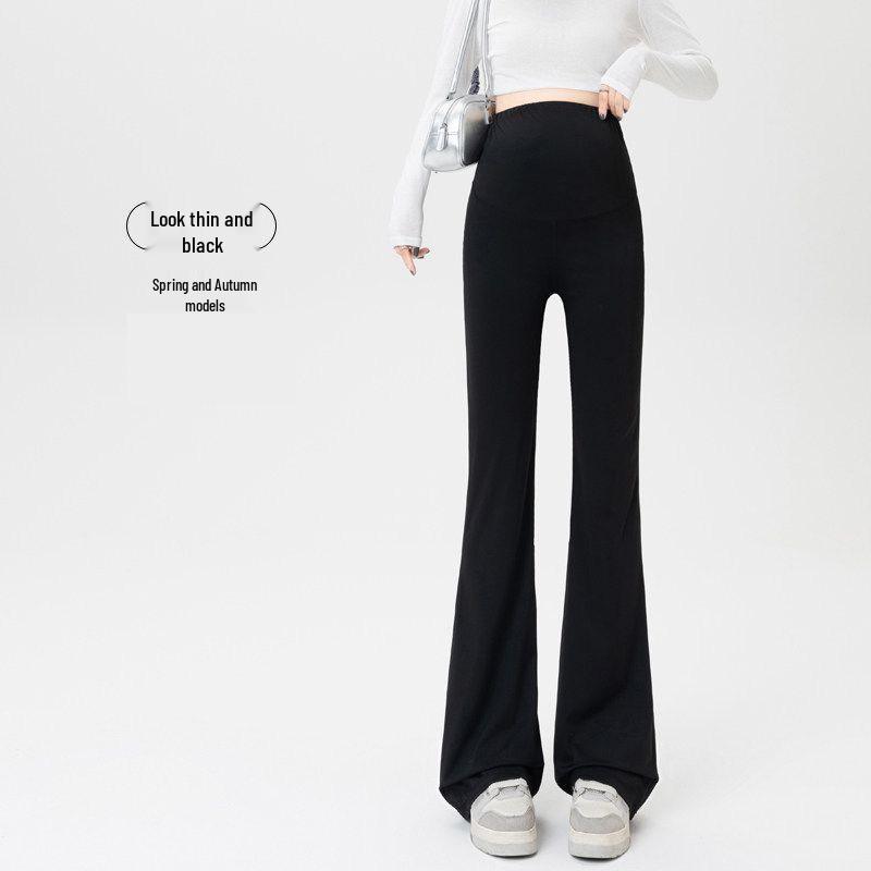 Plus Size Maternity Flare Pants - Early Spring & Autumn, Non-Constricting Belly Support, 2026 Collection One Size (80-110 lbs)