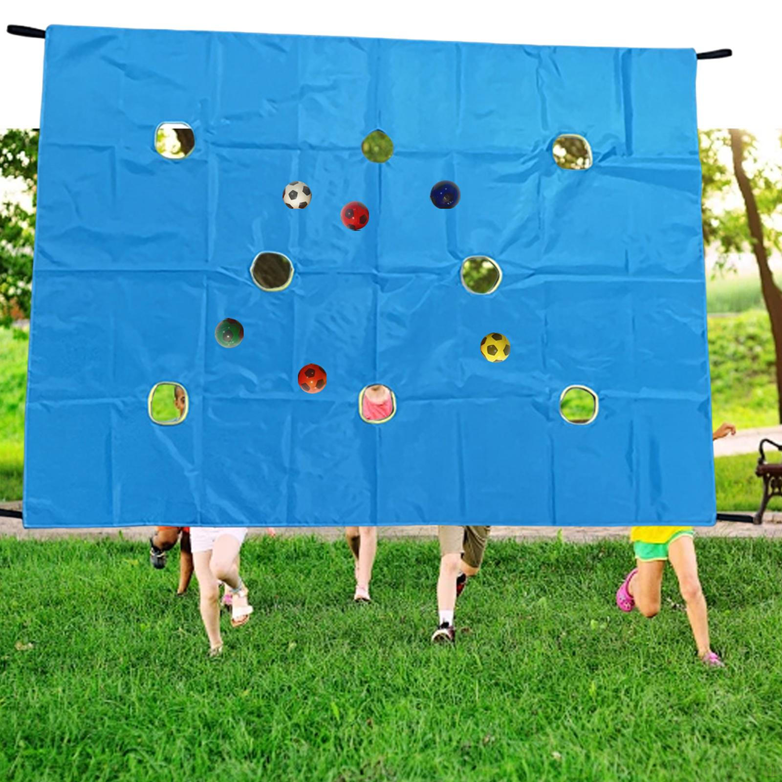 

Tarp for Kids Group Activities Teamwork Coordination Fun with 6 Balls синий