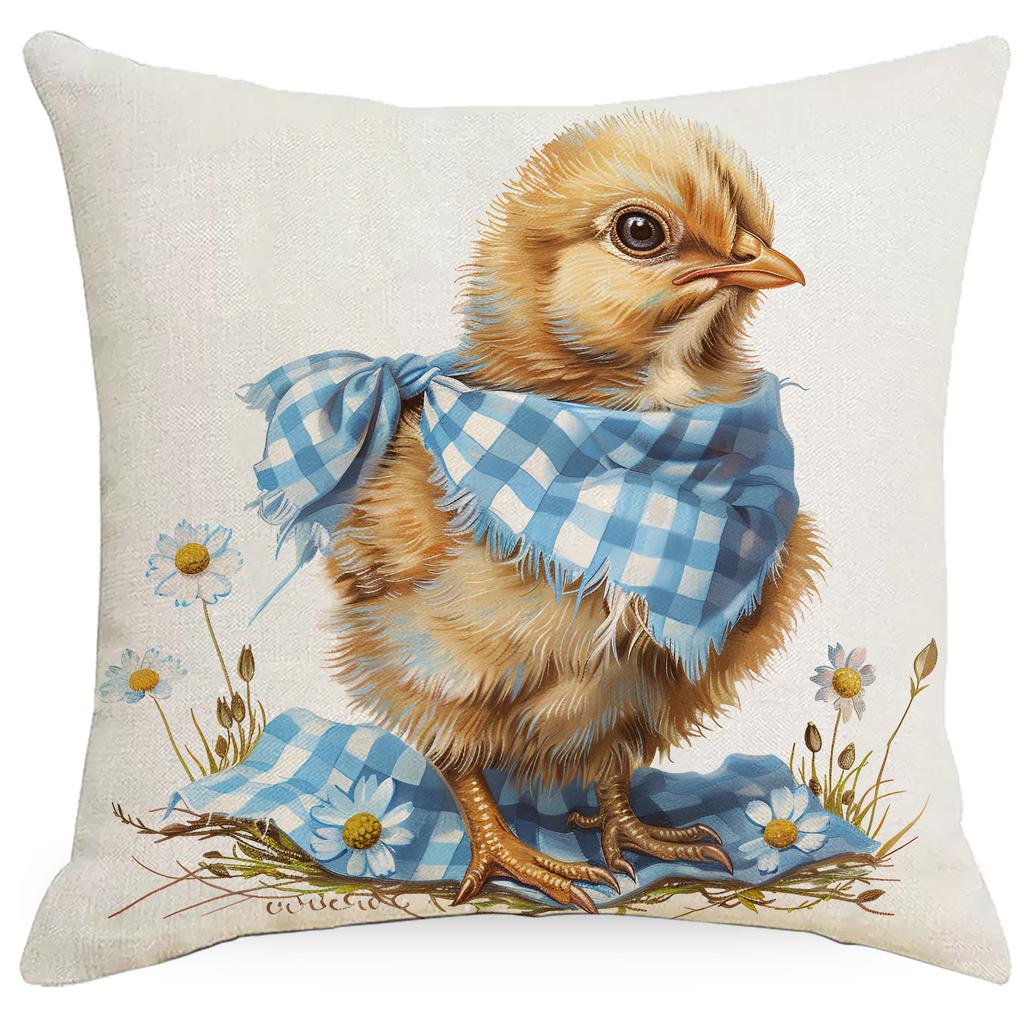 New Blue Plaid Easter Pillowcase Cushion Cover Cute Rabbit Truck Animal Pillowcase