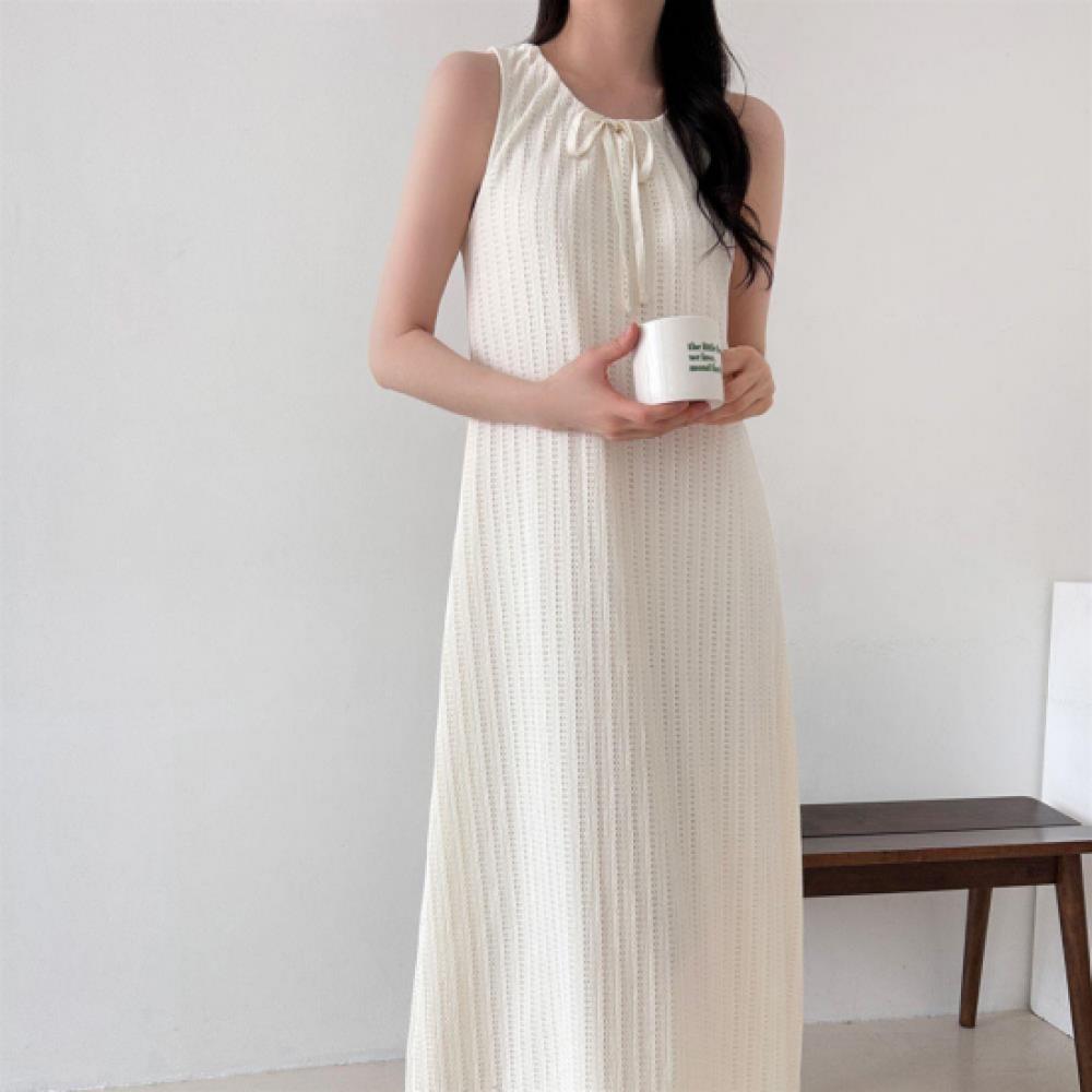 New ArrivalS Open Run Women S Scalloped Bow SleeveleSS Long dreSS