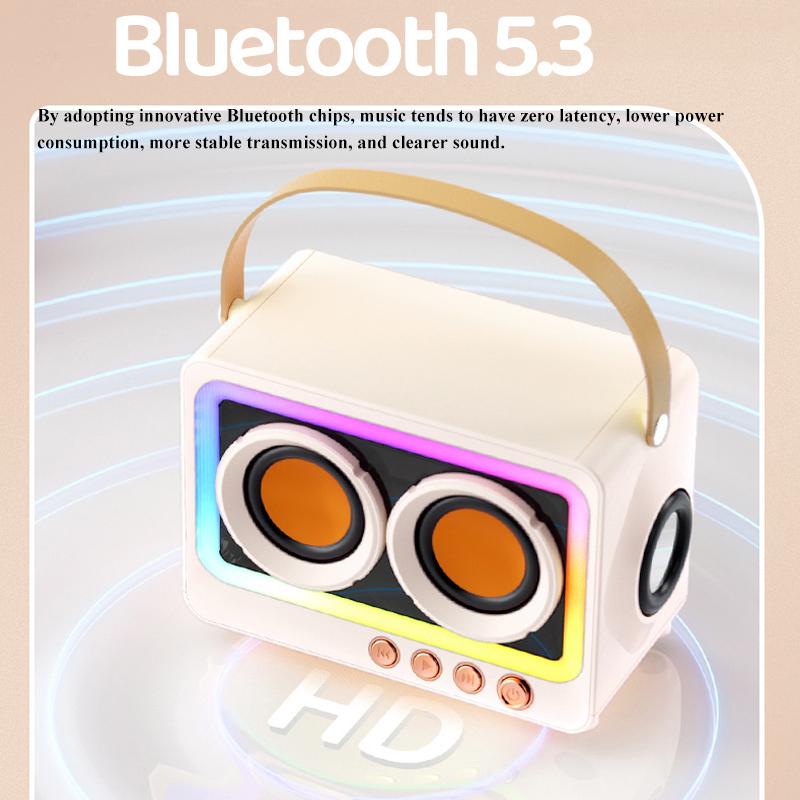 Portable Retro Bluetooth Speaker TWS Hifi Stereo Soundbar Subwoofer Wireless MP3 Music Player with Mic Support TF Card USB Play