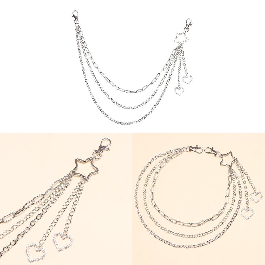 Catena Metallico Multi-strato a Stella Pentagramma per Cintura Stile Street Dance