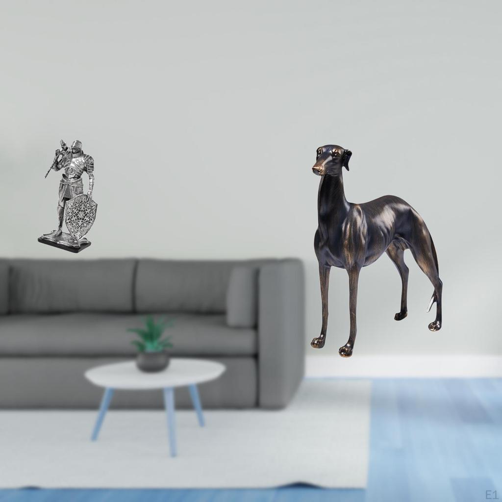 Nordic Knight And Greyhound Dog Figurine Abstract Sculpture for Desk Cabinet Office Table