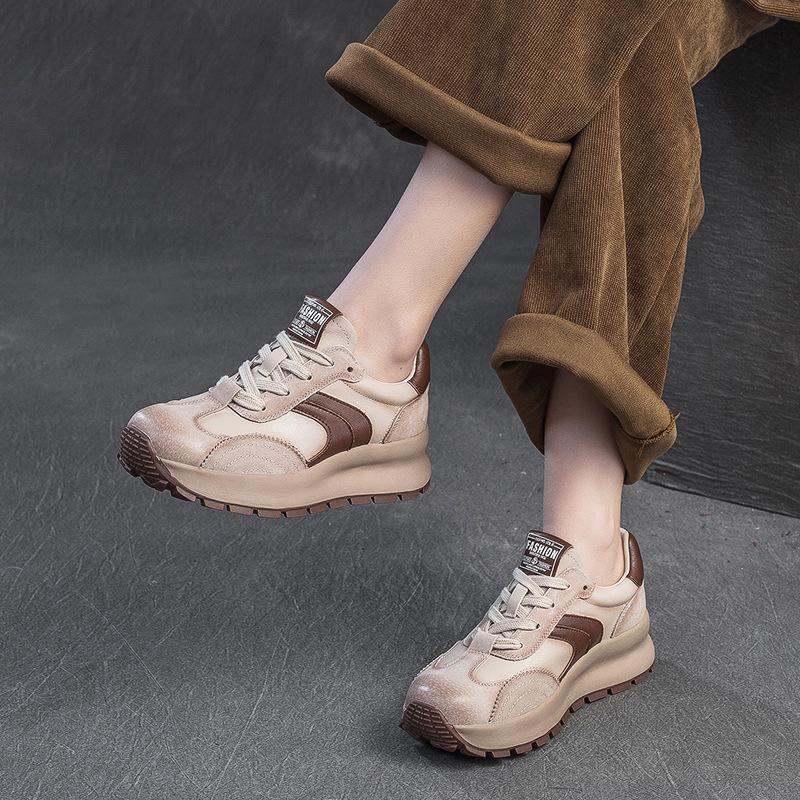 2025 Spring New Thick Sole Color Block Fashion Street Dad Shoes Women Casual Shoes
