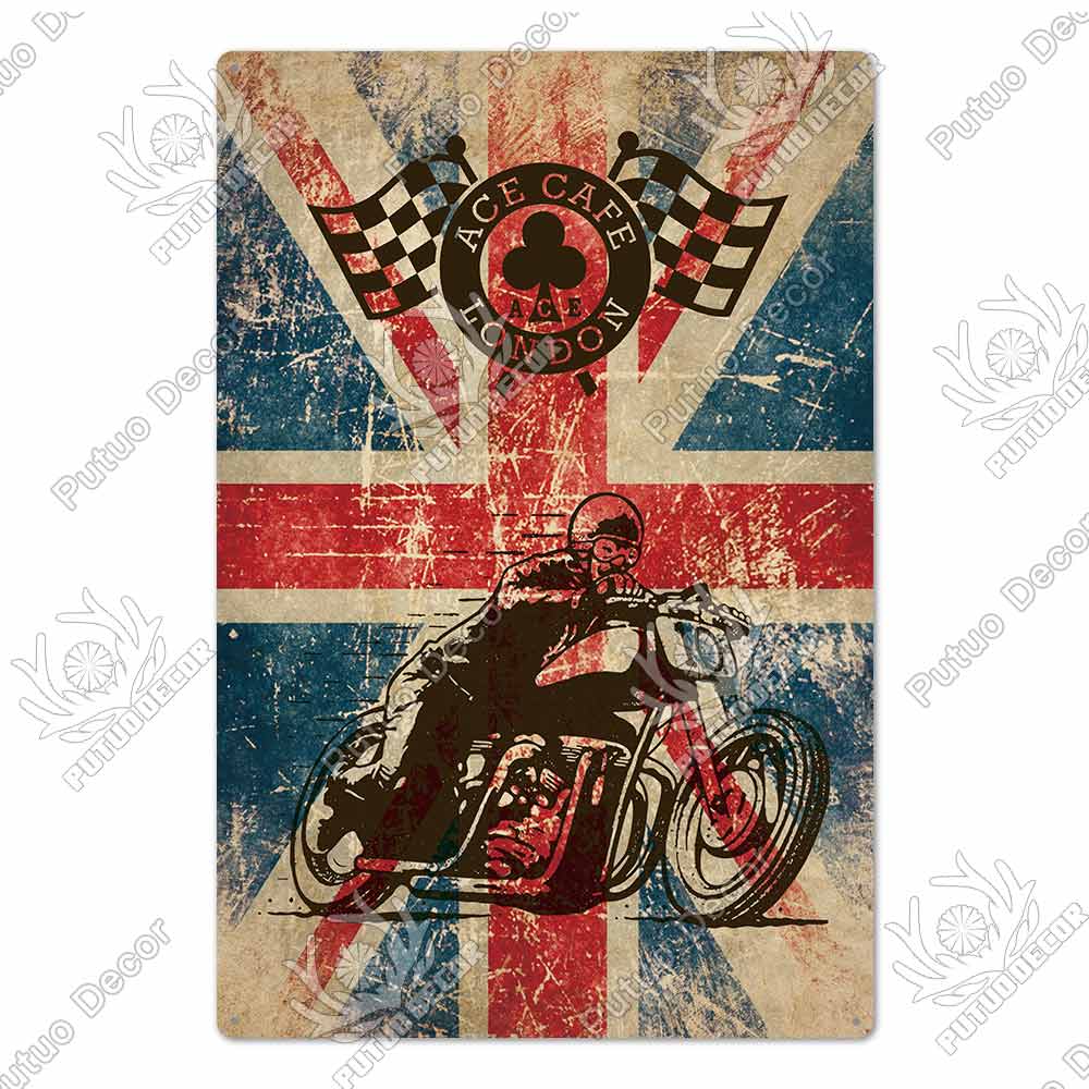 Putuo Decor Cafe Racer Vintage Tin Sign Plaque Metal Wall Art Stickers Garage Man Cave Pub Bar Retro Poster Iron Painting