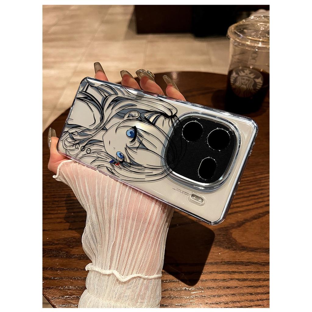 Anime Girl Line Art TPU Phone Case For IPhone 15 14 13 12 11 Pro Max X XR XS 8 7 Plus, Clear Shockproof Protective Cover