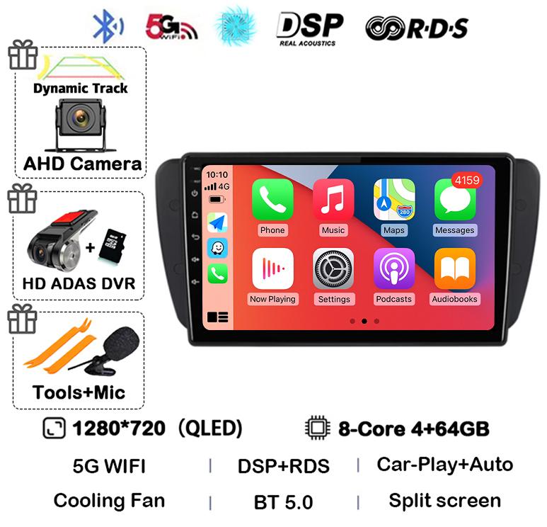 Android 14 Carplay Auto Car Radio For Seat Ibiza 6j 2009 2010 2012 2013 2014 2015 MK4 FR GPS Audio Multimedia WIFI+4G Player DSP