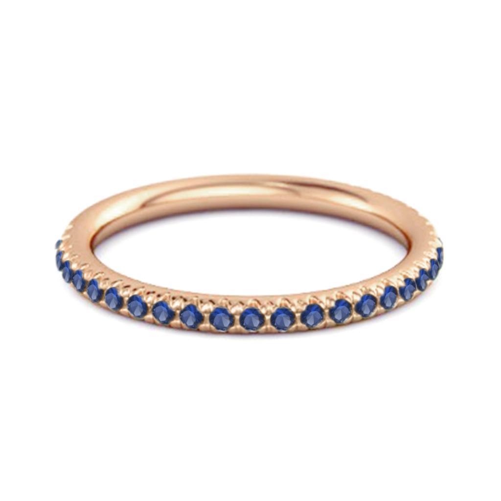 Blauer Saphir Runder Eternity-Ring - 925er Sterlingsilber Roségold Vergoldet