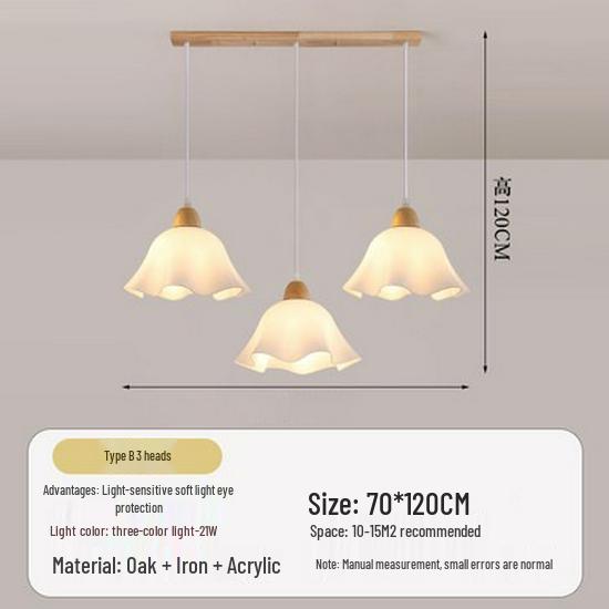 Nordic Modern Wood Art Light: Three-Head Dining Table and Bedroom Lamp in Japanese Wabi-Sabi Style.