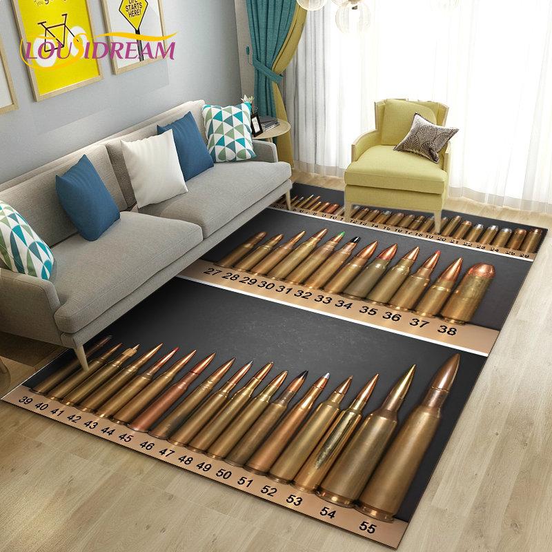 3D Assault Rifle Pistol Revolver Gun Area Rug,Carpet Rug for Living Room Bedroom Sofa Doormat Decor,Kid Play Non-slip Floor Mat