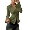 Women Collared Slim Fit Shirt Long Sleeve Button Down Elegant Casual Office Top
