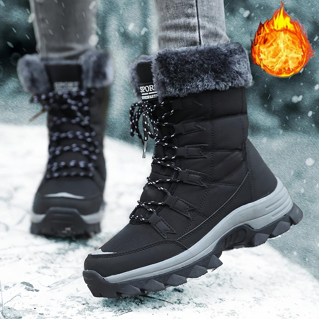 Botas de Nieve de Invierno para Mujer Calidez Exterior Piel Sintética Botines de Tobillo de Suela Gruesa para Mujer Antideslizantes Resistentes al Desgaste Zapatos Casuales para Senderismo para Mujer