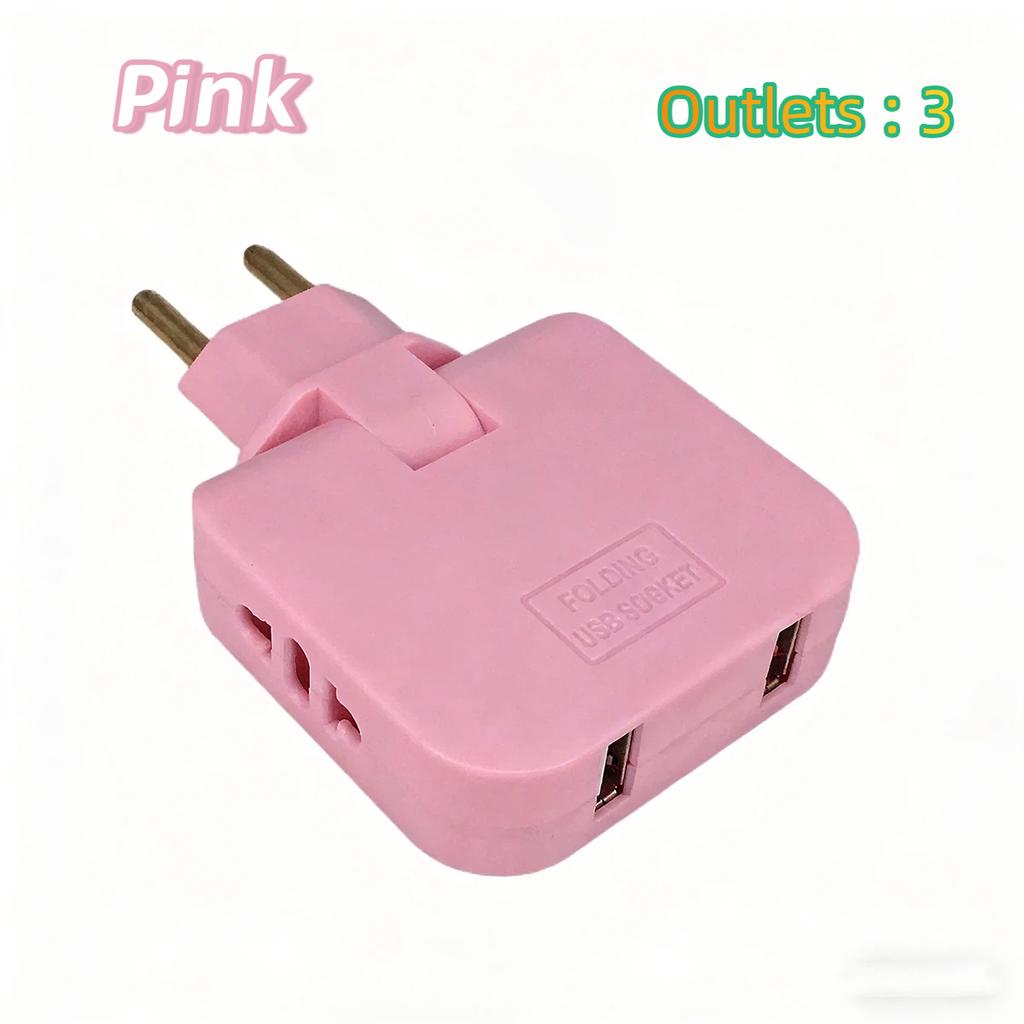 European Standard Rotating Plug Adapter – 180° Rotatable Multi-Outlet Extension Socket Cordless, Lightweight & Portable