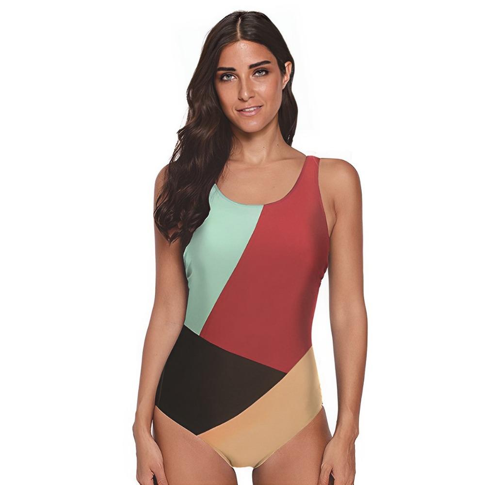 European and American Swimsuits Sexy Women Slim Gradual Change of Color Leak Back One-piece Bikini