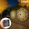 2pcs Solar Wall Lights, IP65 Metal Outdoor Wall Theme Fence Lights, Garden Backyard Decoration Outdoor Decor Front Door Lantern