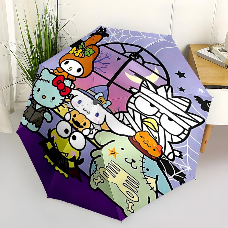 

1pc Halloween Costume Hello Kitty Automatic Opening/Closing Umbrella - Portable Tri-Fold Design with 8-Bone Iron Frame, Outdoor, Gift for Fans, Travel