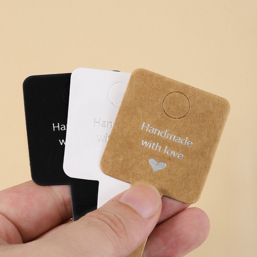 Self Adhesive Bracelet Necklace Packaging Kraft Paper Jewelry Hang Tags Card  Small Business