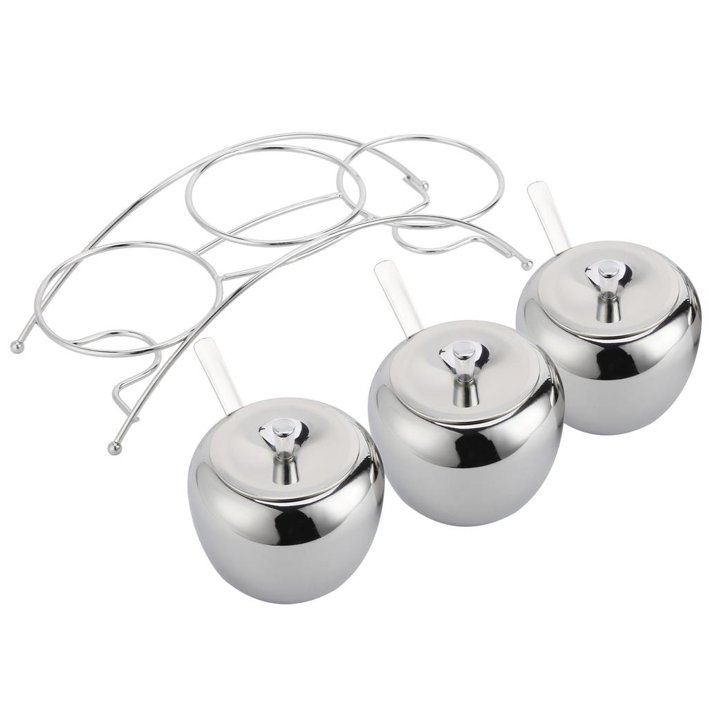 Stainless Steel Condiment Seasoning Containers Pots Set Salt Pepper Sugar Storage Organizers