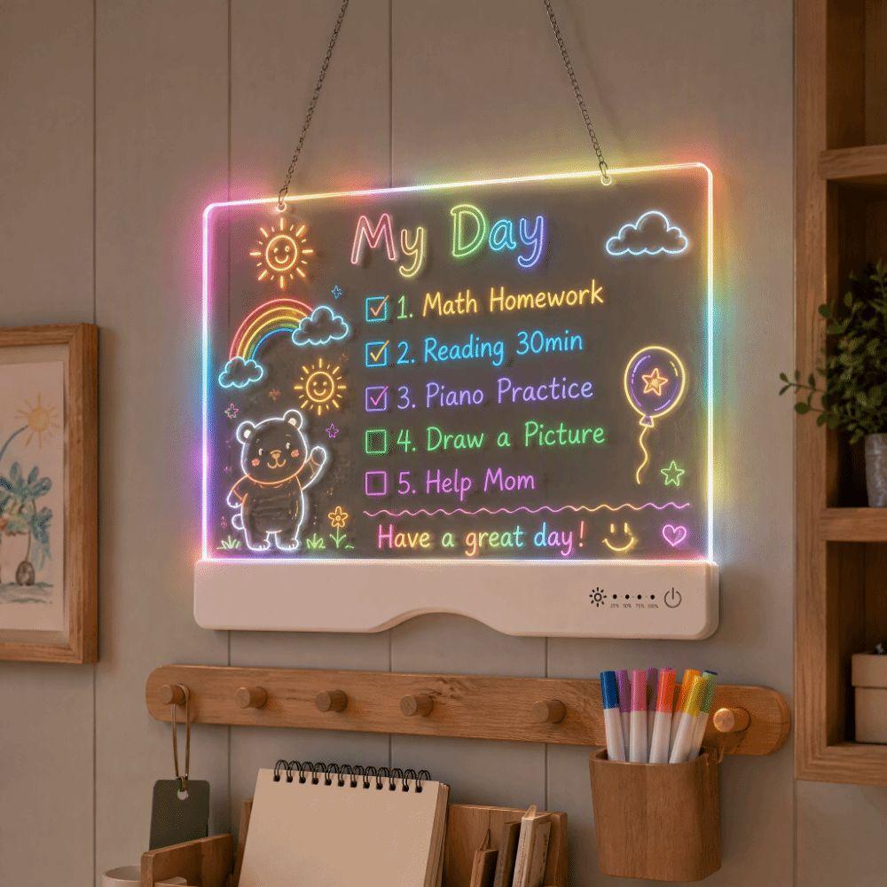 Erasable LED Light Drawing Board Acrylic Panel Colorful Glow Drawing Board Handwriting